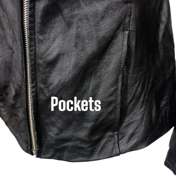 Y2K Wilsons Womens Leather Jacket S Black Fitted Thinsulate Quilt Lined Zip Up - Picture 7 of 16